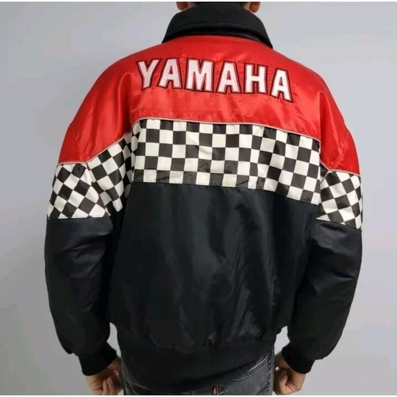 Vintage Yamaha Womens Zip Up Racing Jacket Ladies Size Large Metal Snap Buttons - Picture 3 of 5